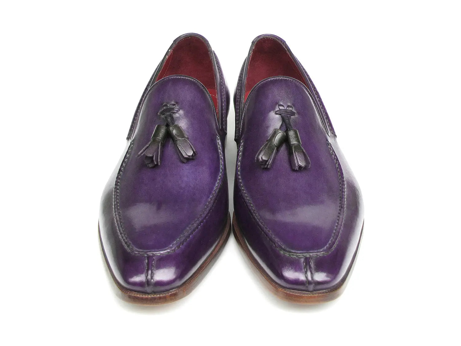 Paul Parkman Men's Tassel Loafer Purple Hand Painted Leather - GLR SHOPPING