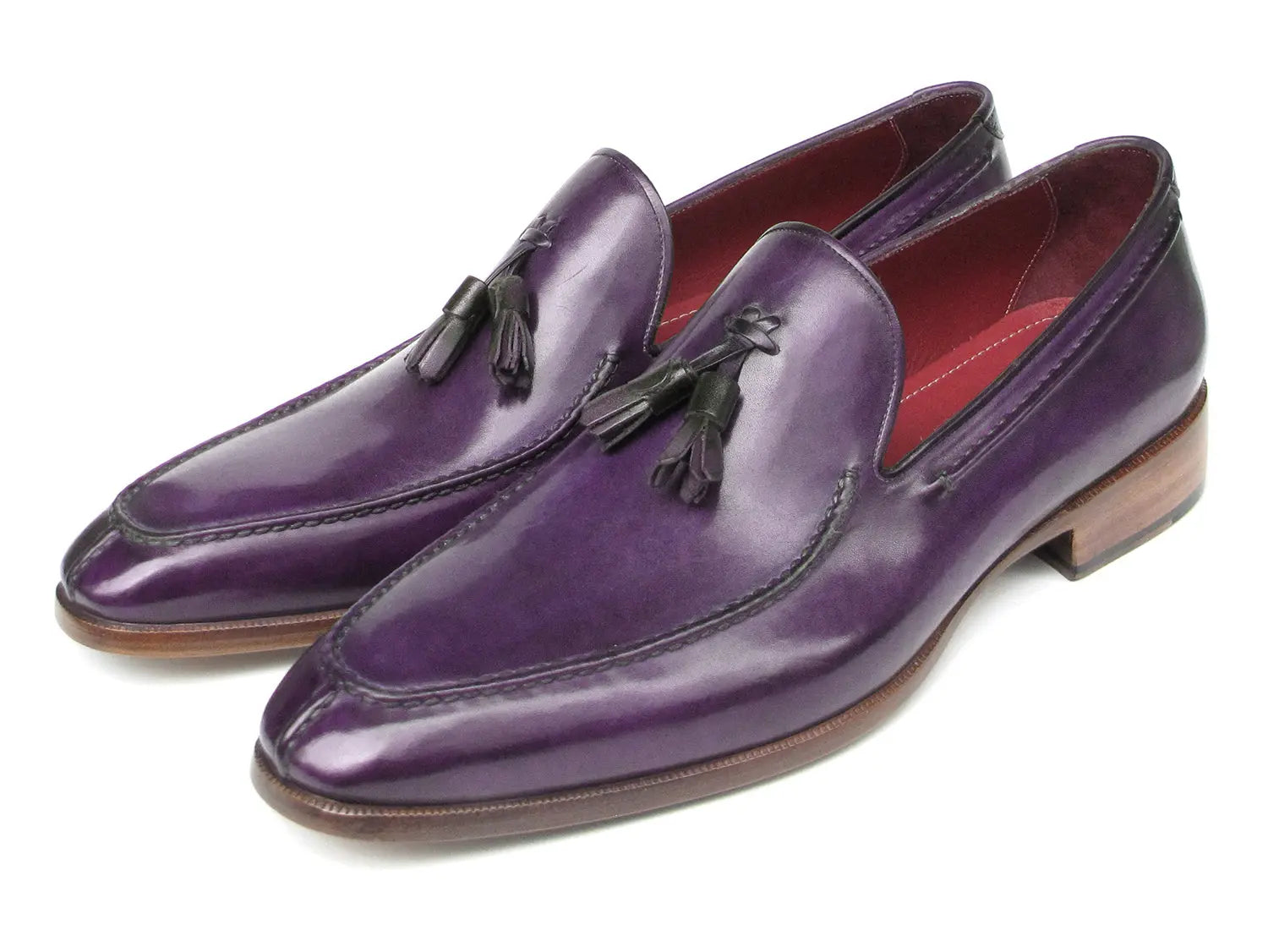 Paul Parkman Men's Tassel Loafer Purple Hand Painted Leather - GLR SHOPPING