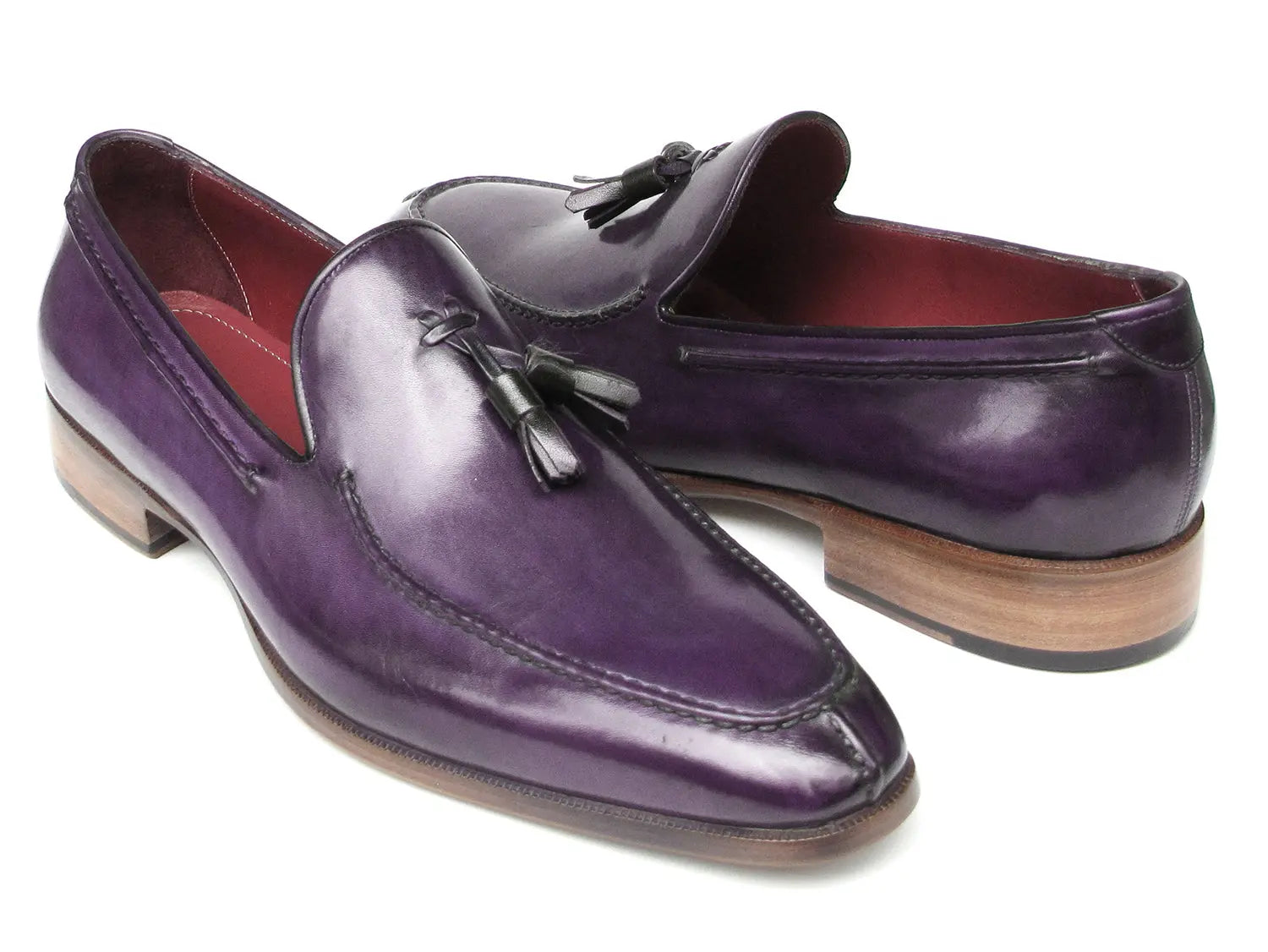 Paul Parkman Men's Tassel Loafer Purple Hand Painted Leather - GLR SHOPPING
