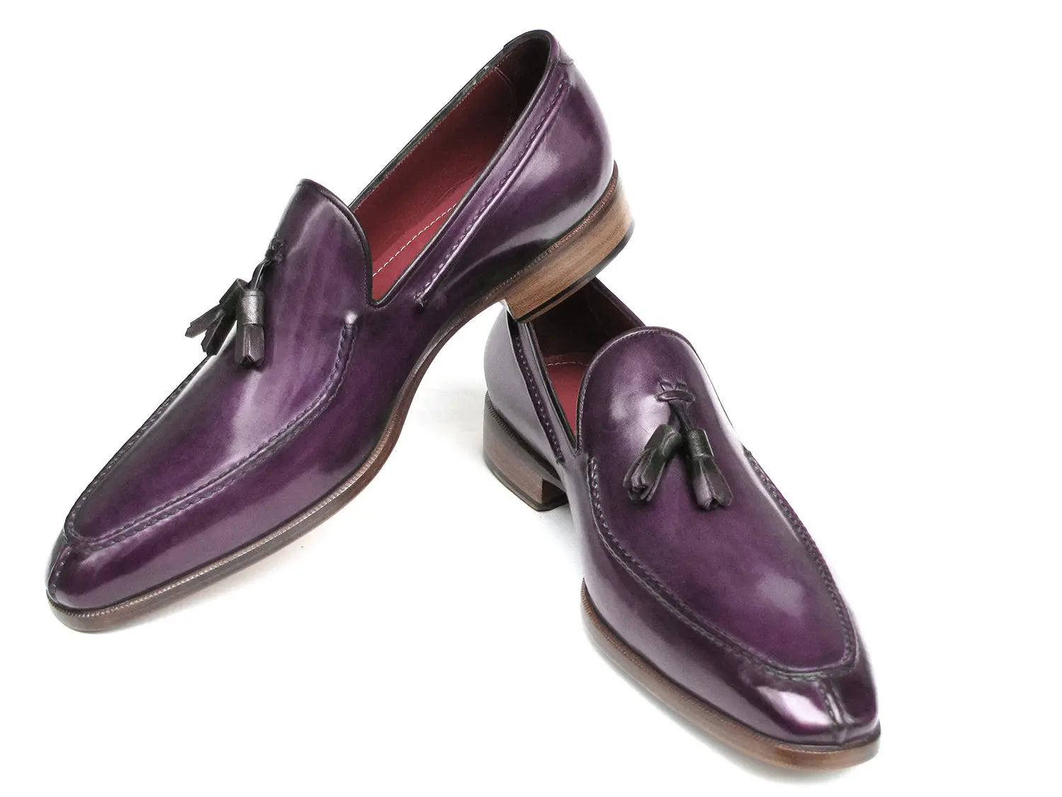 Paul Parkman Men's Tassel Loafer Purple Hand Painted Leather - GLR SHOPPING