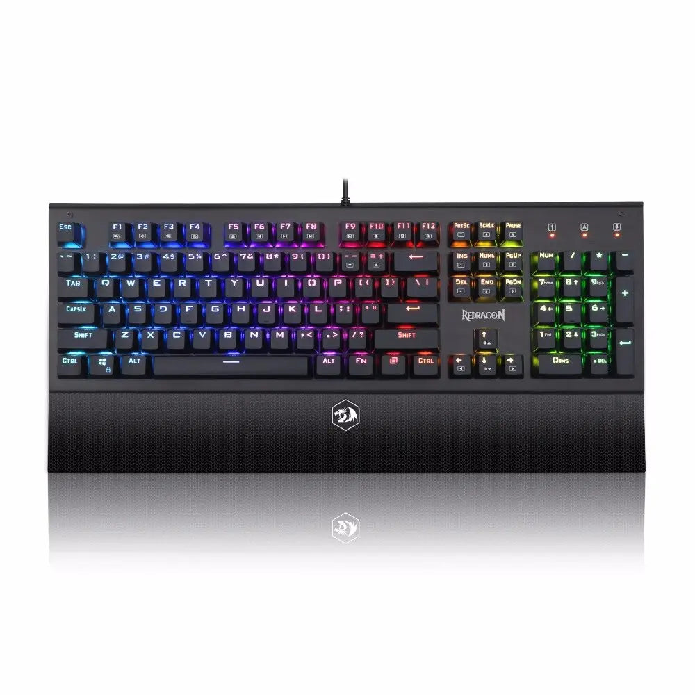 Redragon ARYAMAN K569RGB Backlit Game console keyboard 104-key mechanical keyboard with wrist rest blue switch - GLR SHOPPING