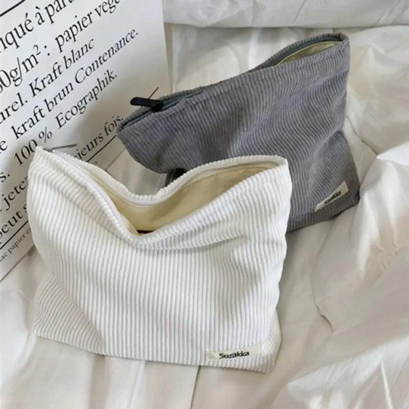 Corduroy Travel Cosmetic Bag - GLR SHOPPING