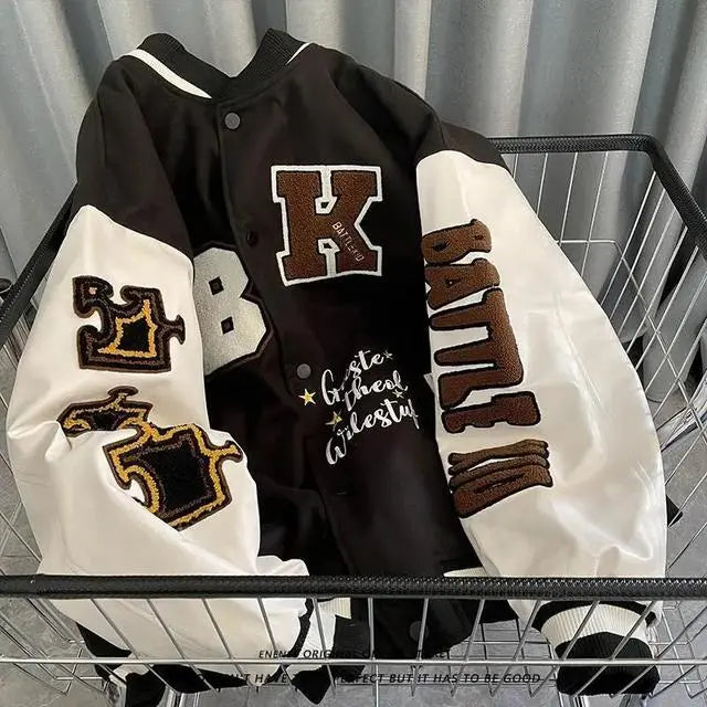 Quilted Embroidered Baseball Jacket - GLR SHOPPING