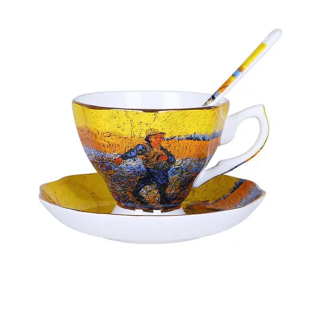 The New Van Gogh Art Painting Coffee Mugs The Starry Night Sunflowers The Sower Irises Saint-Remy Coffee Tea Cups - GLR SHOPPING