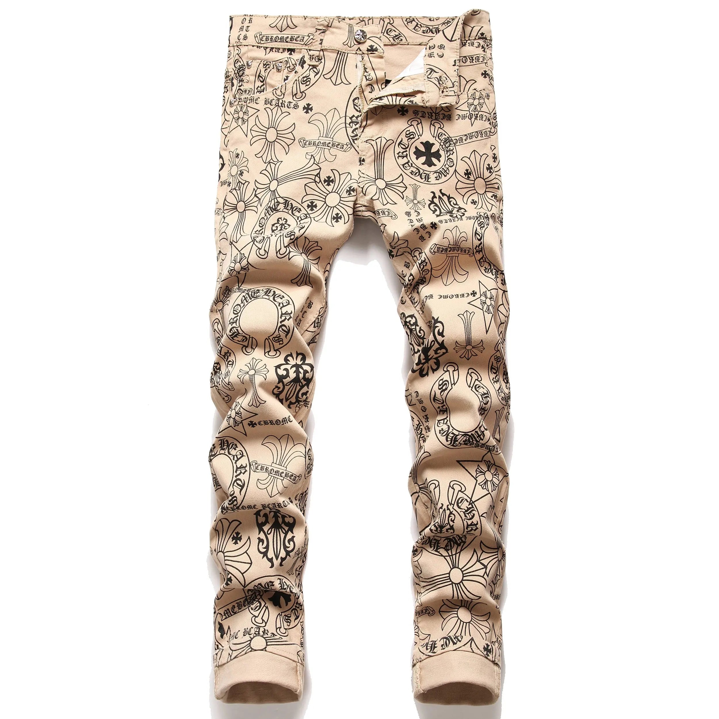 Men Khaki Denim Skinny Jeans - GLR SHOPPING