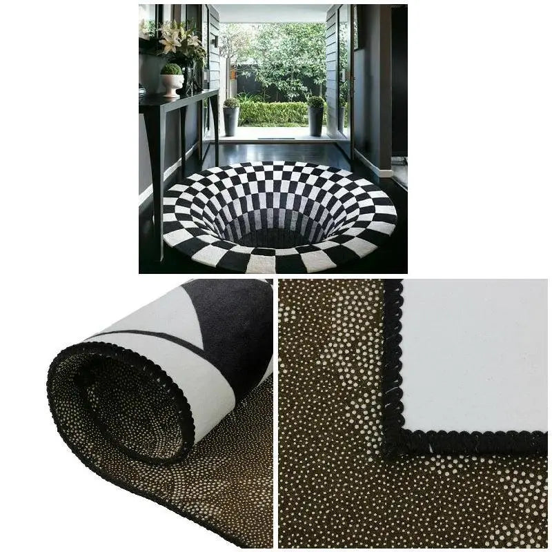 3D Swirl Print Optical Illusion Areas Rug Carpet Floor Pad Non-slip Doormat Mats for Home UD88 - GLR SHOPPING