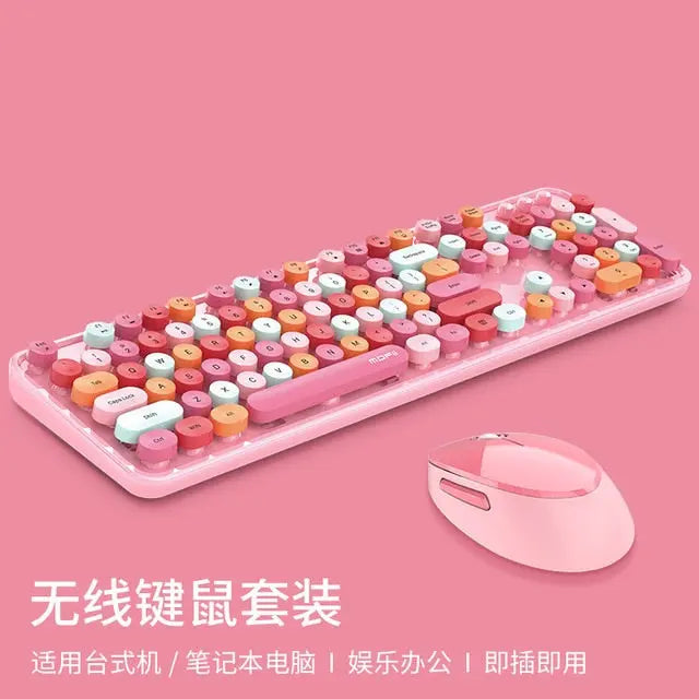 Wireless Candy Color Round Keycap Keyboard Set - GLR SHOPPING