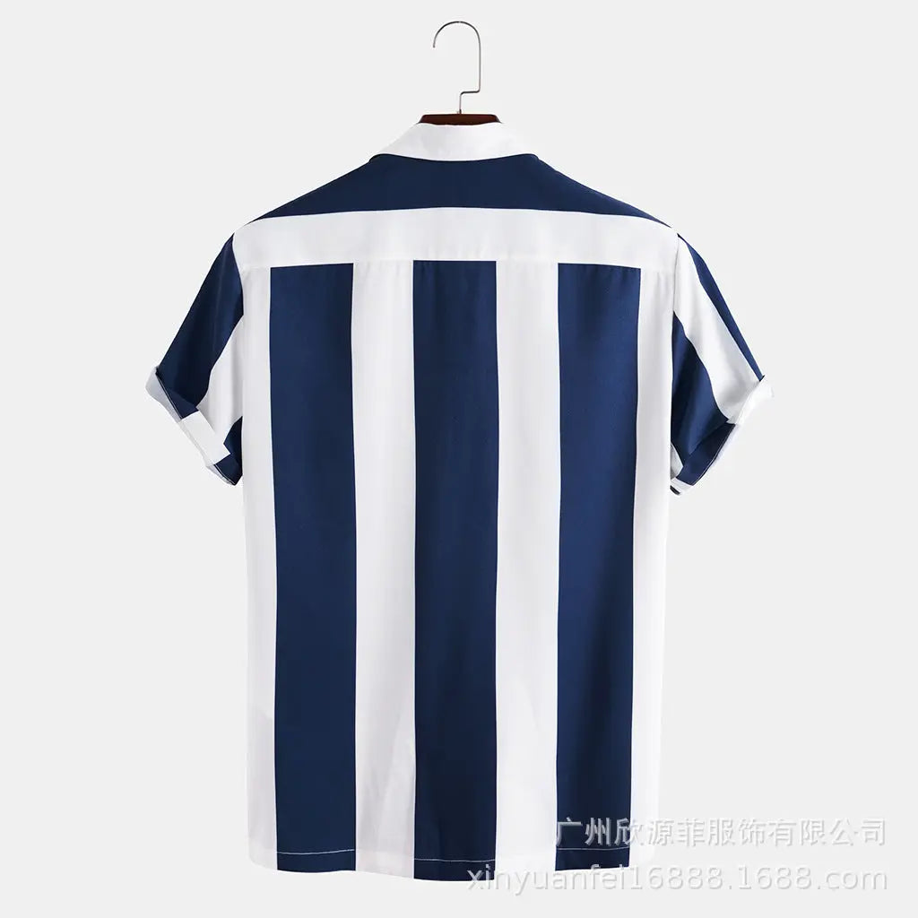 Wide Stripe Lane Print Shirts - GLR SHOPPING