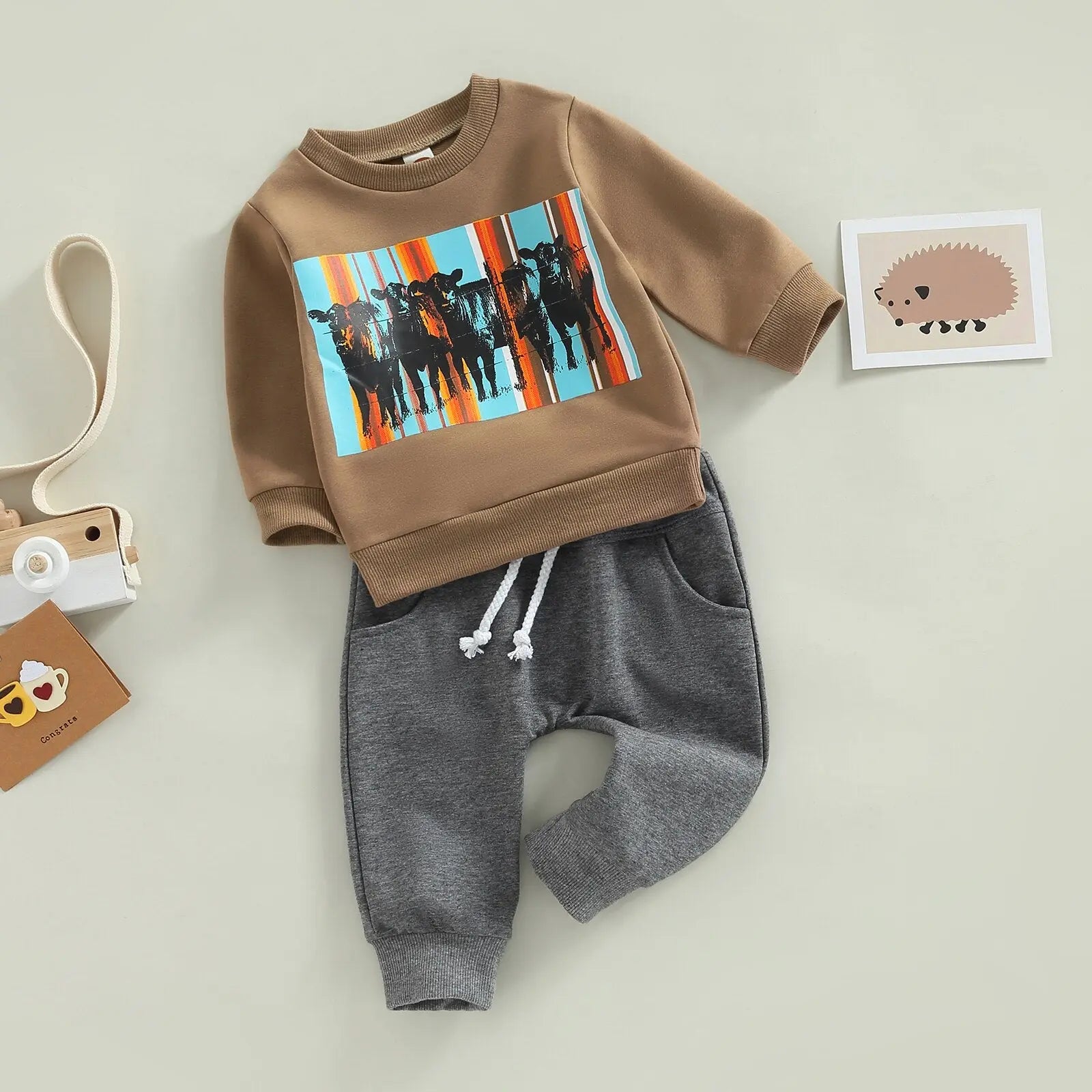 Cow Head Print Baby Boy Clothes Set - GLR SHOPPING