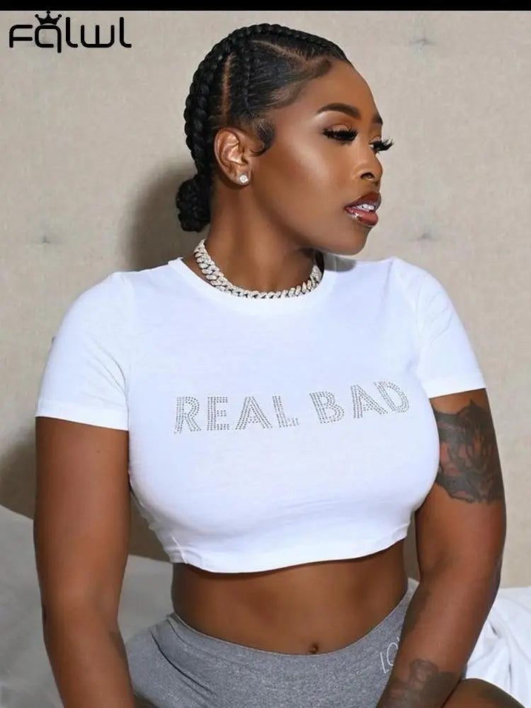 O Neck Diamond Crop Tops - GLR SHOPPING
