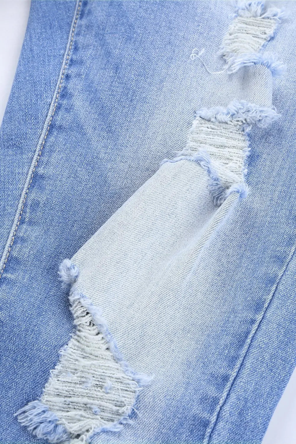 Fashion Blue High Rise Button Front Frayed Ankle Skinny Jeans - GLR SHOPPING