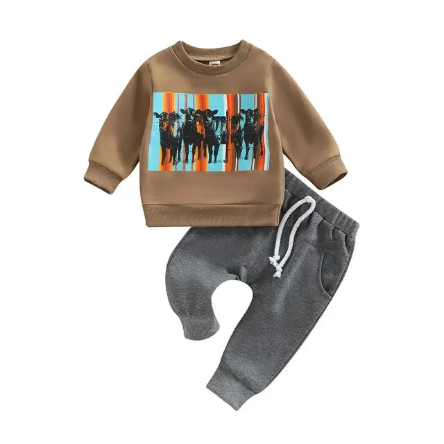 Cow Head Print Baby Boy Clothes Set - GLR SHOPPING