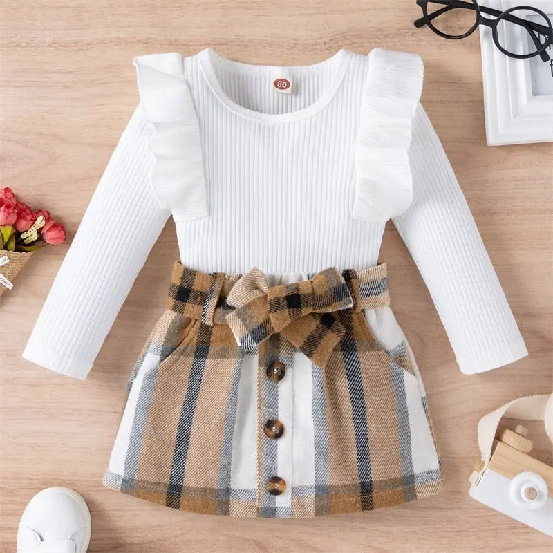 Knitted Ribbed Solid Color Baby Girl Set - GLR SHOPPING
