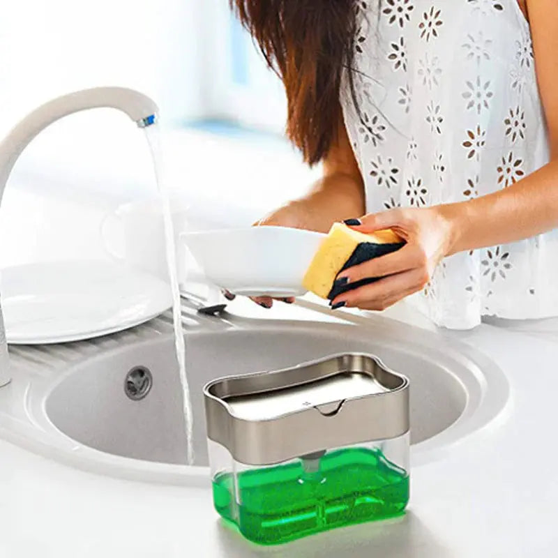 Double Layer Sponge Rack Soap Dispenser Home Essentials-7