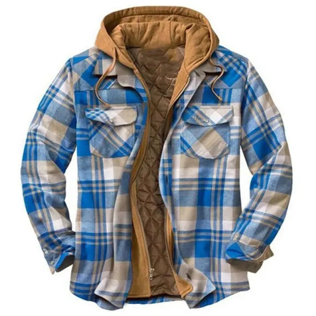 Plaid Long-sleeved Hooded Jacket - GLR SHOPPING