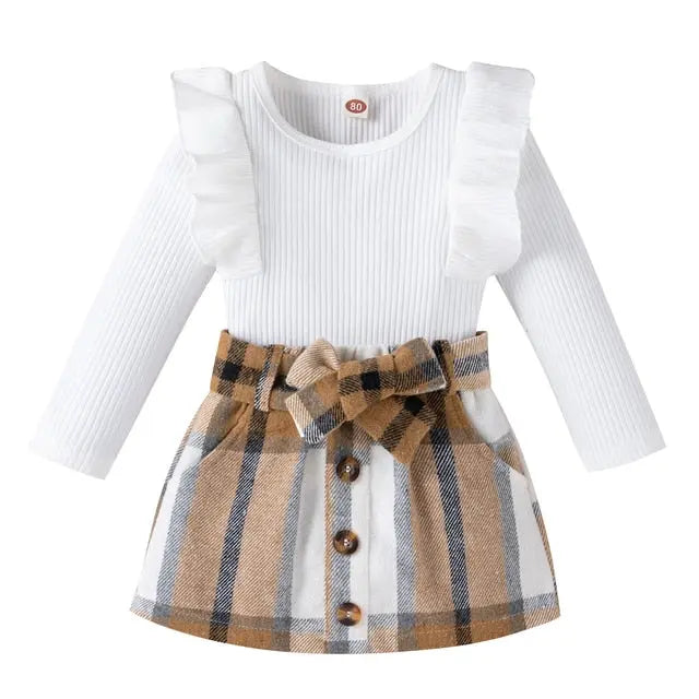Knitted Ribbed Solid Color Baby Girl Set - GLR SHOPPING