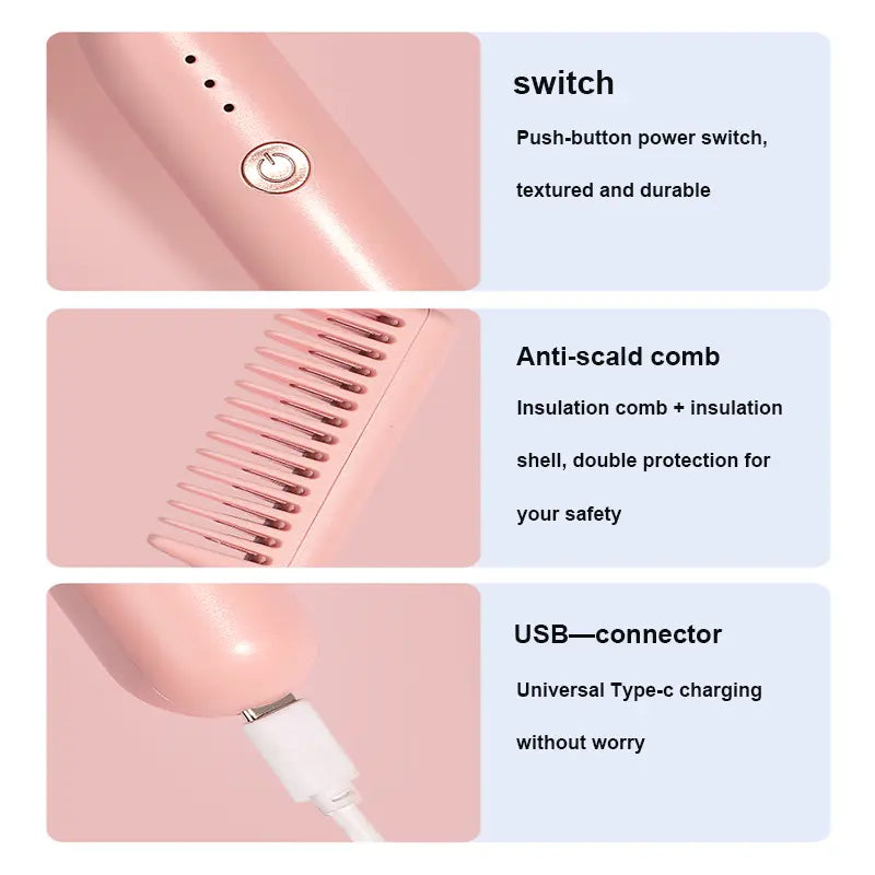 Multifunctional USB Rechargeable Hair Straightener - GLR SHOPPING