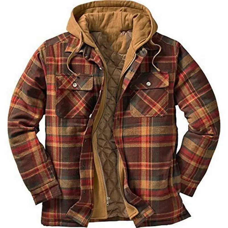 Plaid Long-sleeved Hooded Jacket - GLR SHOPPING