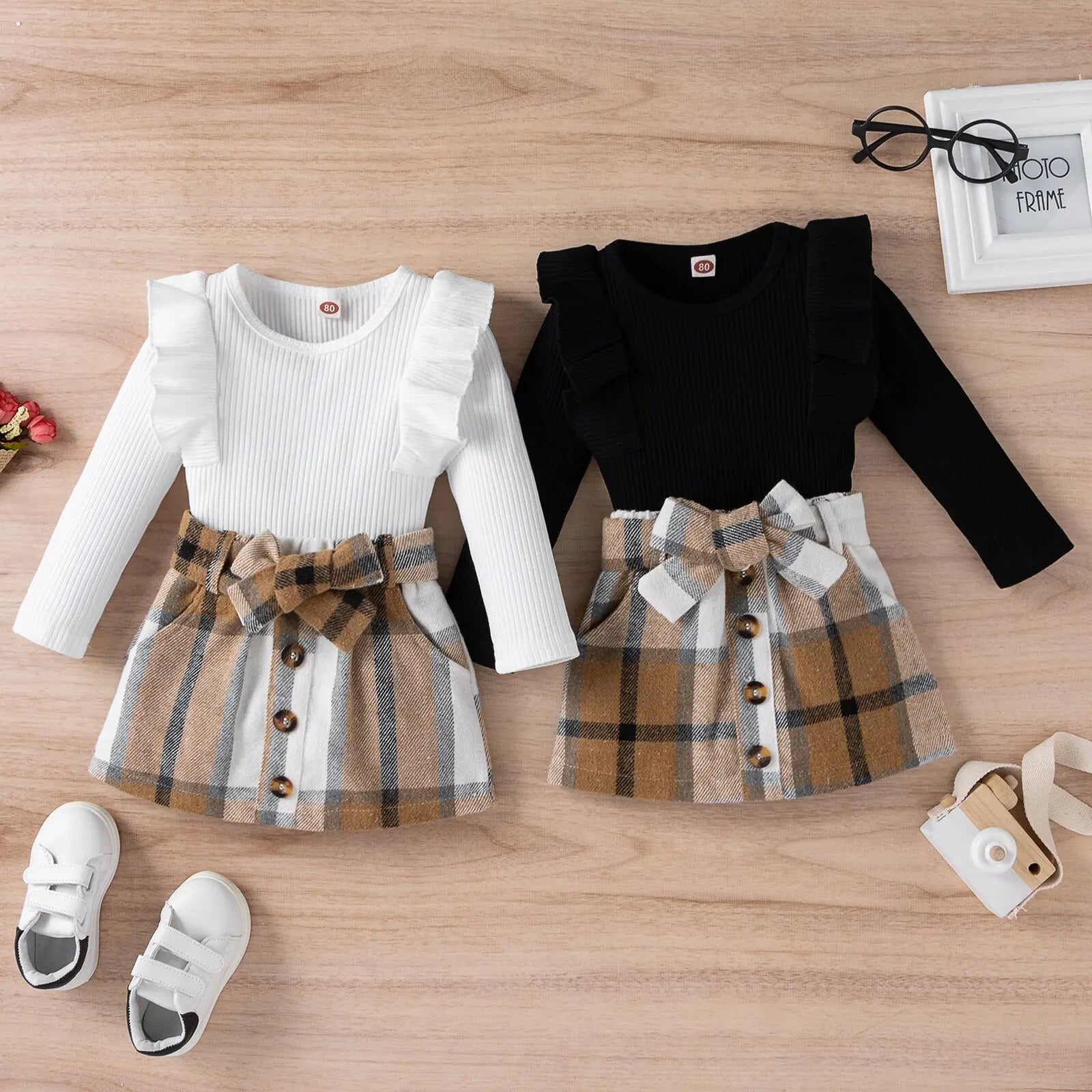 Knitted Ribbed Solid Color Baby Girl Set - GLR SHOPPING