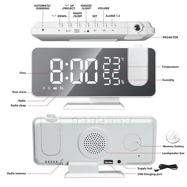 LED Digital Projection Clock - GLR SHOPPING