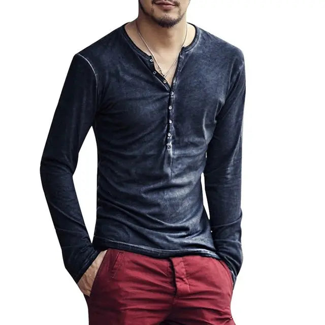 Tee Shirt V-Neck Long Sleeve - GLR SHOPPING