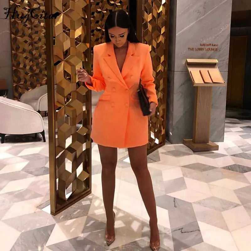 Long Sleeve Sim Blazer Dress - GLR SHOPPING