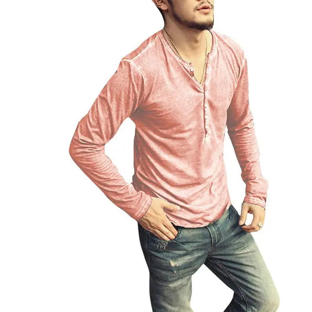 Tee Shirt V-Neck Long Sleeve - GLR SHOPPING