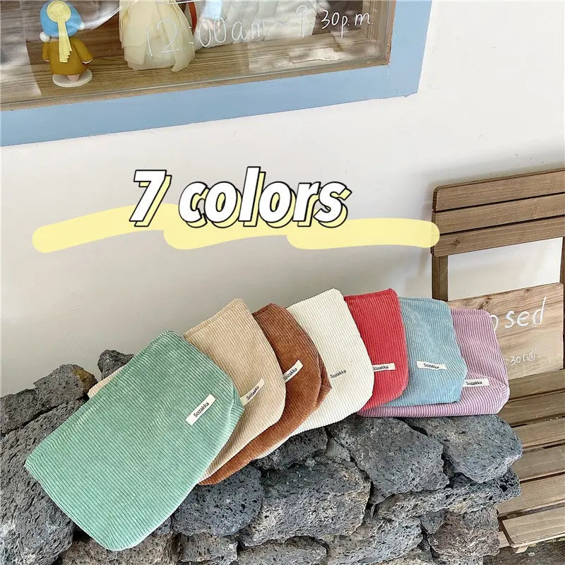 Corduroy Travel Cosmetic Bag - GLR SHOPPING
