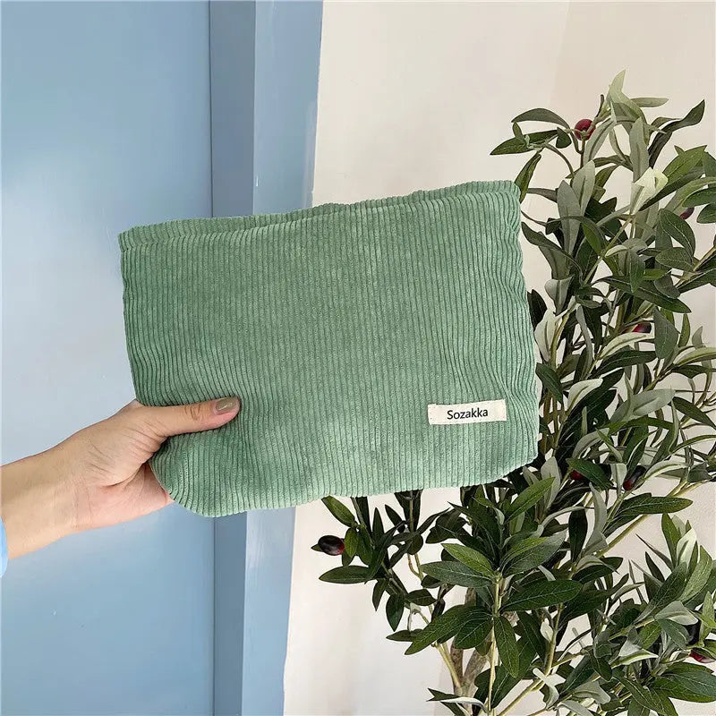 Corduroy Travel Cosmetic Bag - GLR SHOPPING