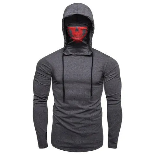 Autumn New Elastic Fitness Men's Ninja Suit Hooded Slim Long sleeved T - GLR SHOPPING