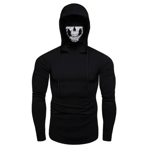 Autumn New Elastic Fitness Men's Ninja Suit Hooded Slim Long sleeved T - GLR SHOPPING