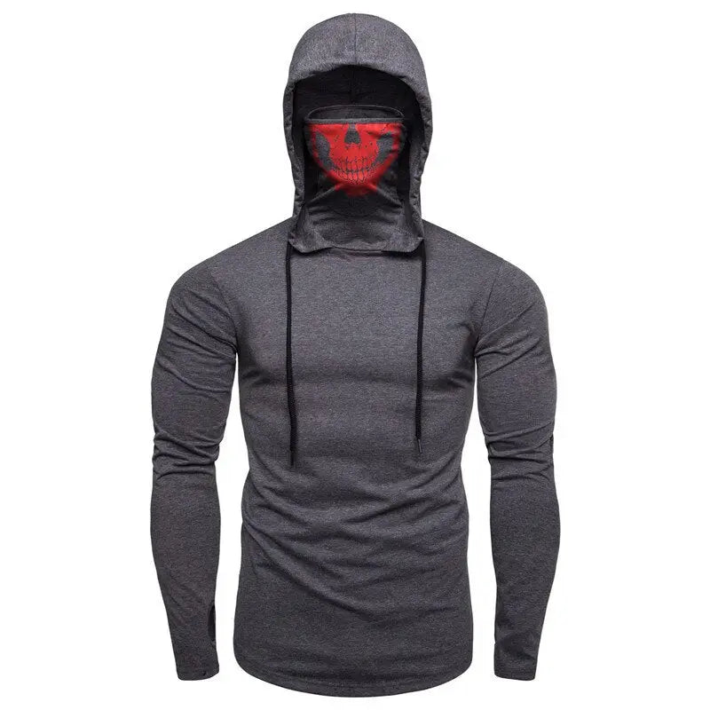Autumn New Elastic Fitness Men's Ninja Suit Hooded Slim Long sleeved T - GLR SHOPPING