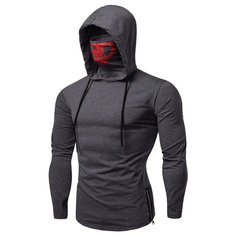 Autumn New Elastic Fitness Men's Ninja Suit Hooded Slim Long sleeved T - GLR SHOPPING