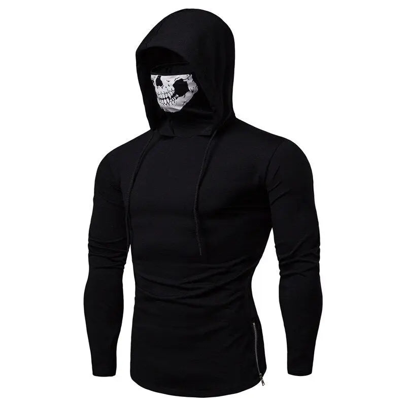 Autumn New Elastic Fitness Men's Ninja Suit Hooded Slim Long sleeved T - GLR SHOPPING
