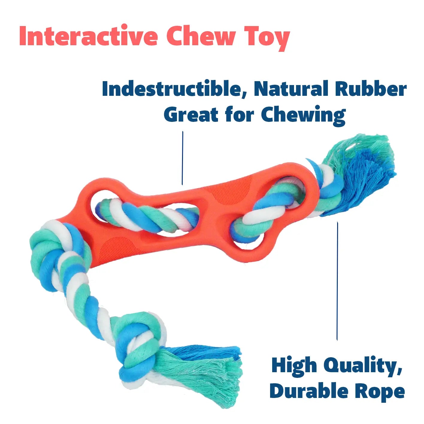 Rubber Bone Dog Chew Toy with Tug Rope -- Great for Active Dogs - GLR SHOPPING