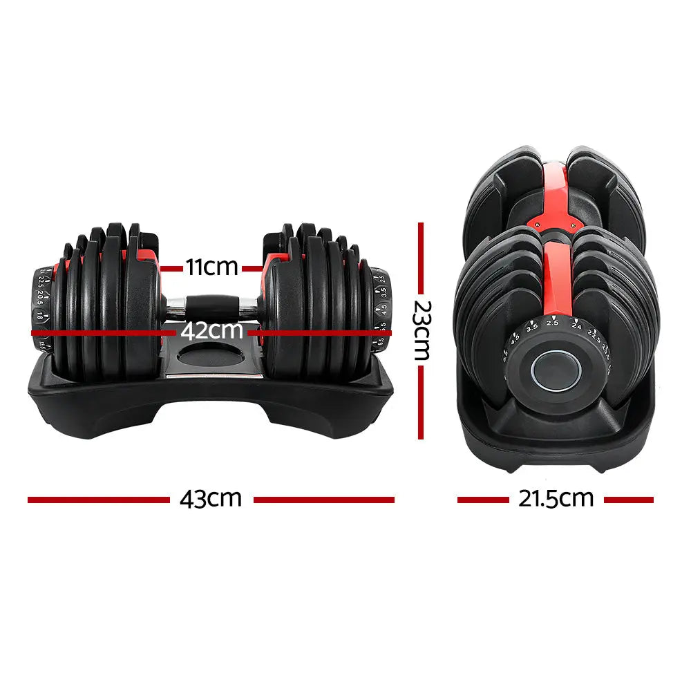 24kg Adjustable Dumbbell Dumbbells Weight Plates Home Gym Fitness - GLR SHOPPING