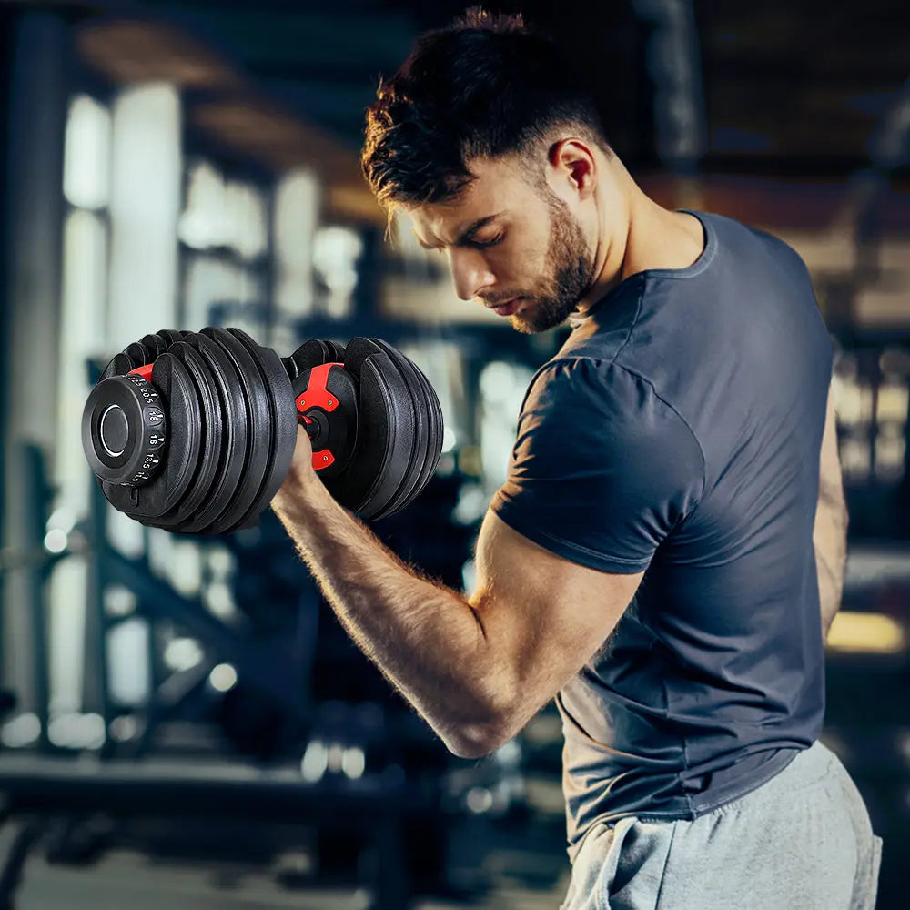 24kg Adjustable Dumbbell Dumbbells Weight Plates Home Gym Fitness - GLR SHOPPING