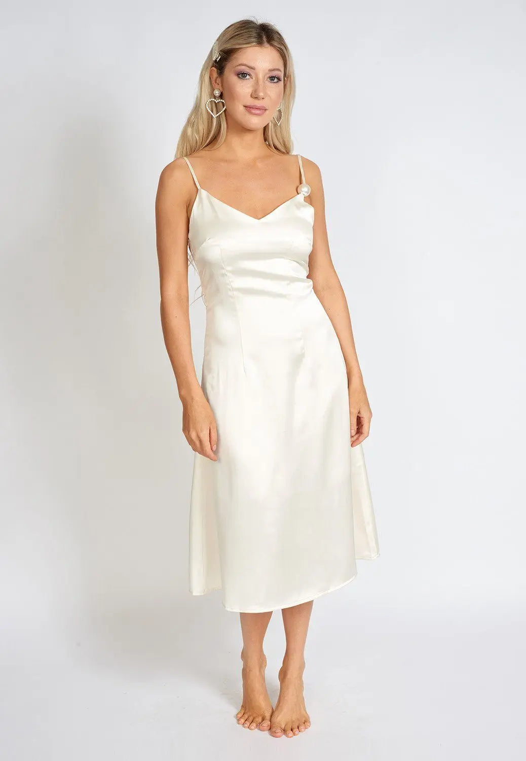 Léonie One Pearl Satin Slip Dress - GLR SHOPPING