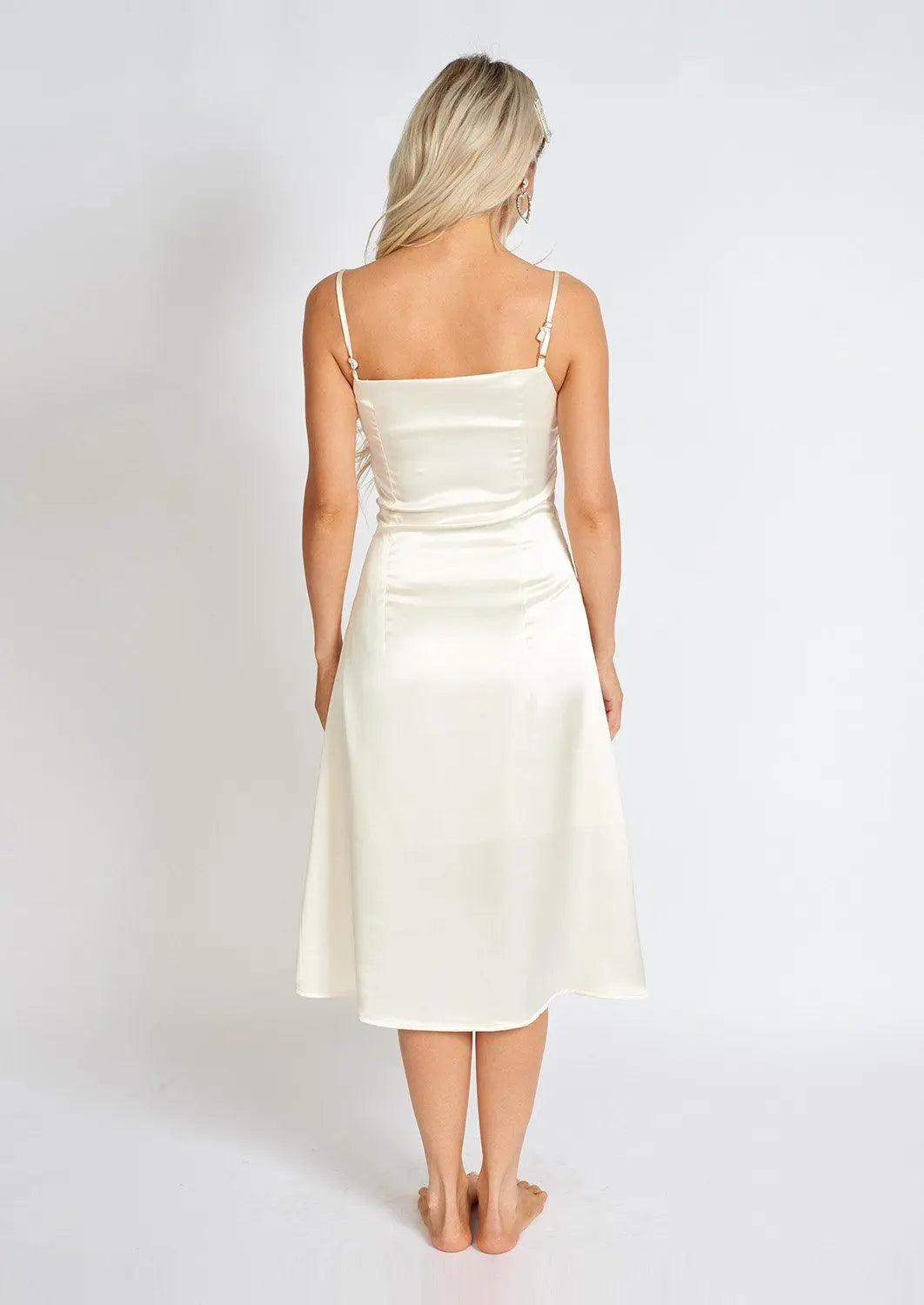 Léonie One Pearl Satin Slip Dress - GLR SHOPPING