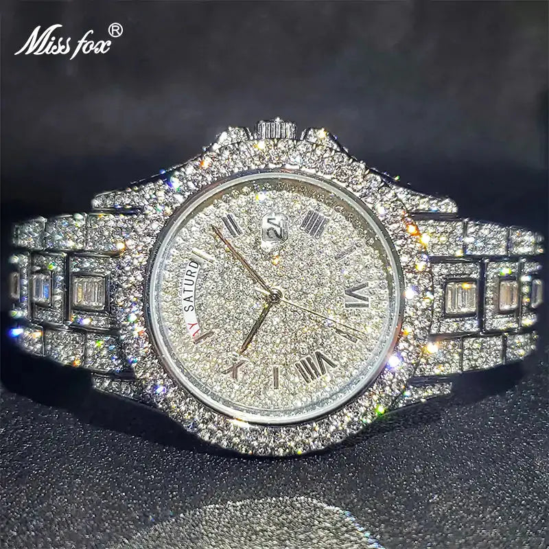 Men's Calendar Quartz  Diamond Watch - GLR SHOPPING