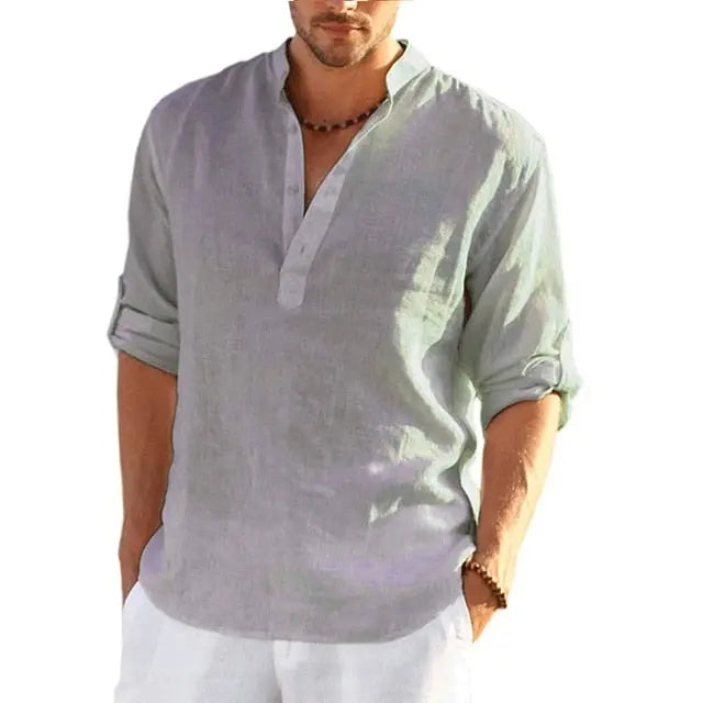 Men's Linen Long Sleeve Shirt - GLR SHOPPING