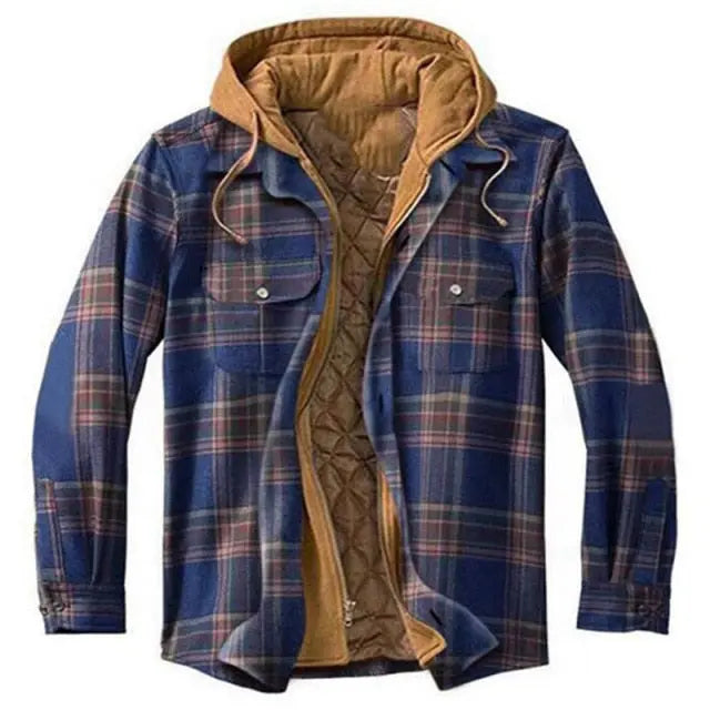 Plaid Long-sleeved Hooded Jacket - GLR SHOPPING