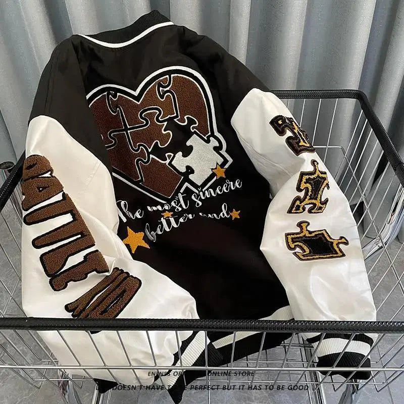 Quilted Embroidered Baseball Jacket - GLR SHOPPING
