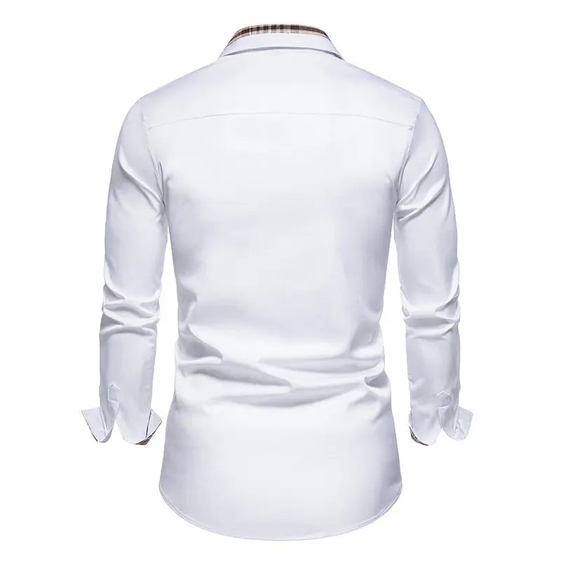 Plaid Patchwork Formal Shirts for Men - GLR SHOPPING