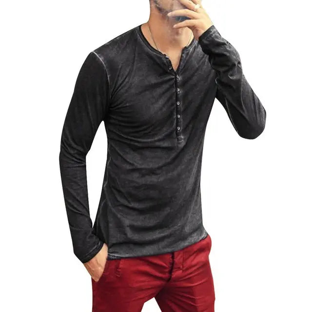 Tee Shirt V-Neck Long Sleeve - GLR SHOPPING