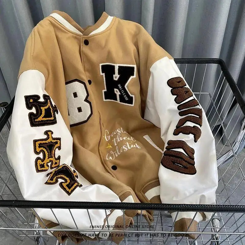 Quilted Embroidered Baseball Jacket - GLR SHOPPING