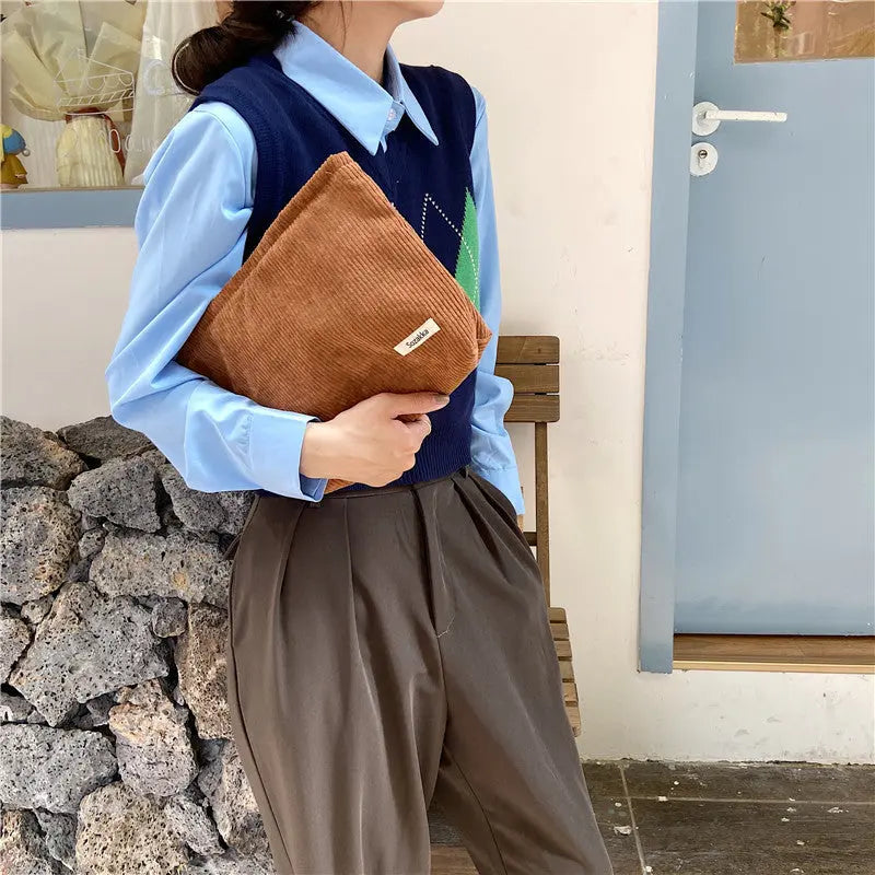 Corduroy Travel Cosmetic Bag - GLR SHOPPING