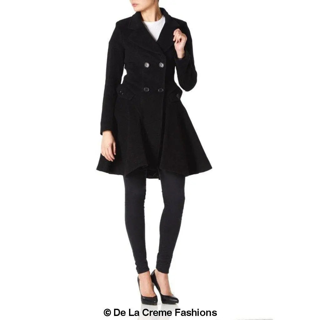 Wool Blend Double Breasted Skater Coat (1102) - GLR SHOPPING