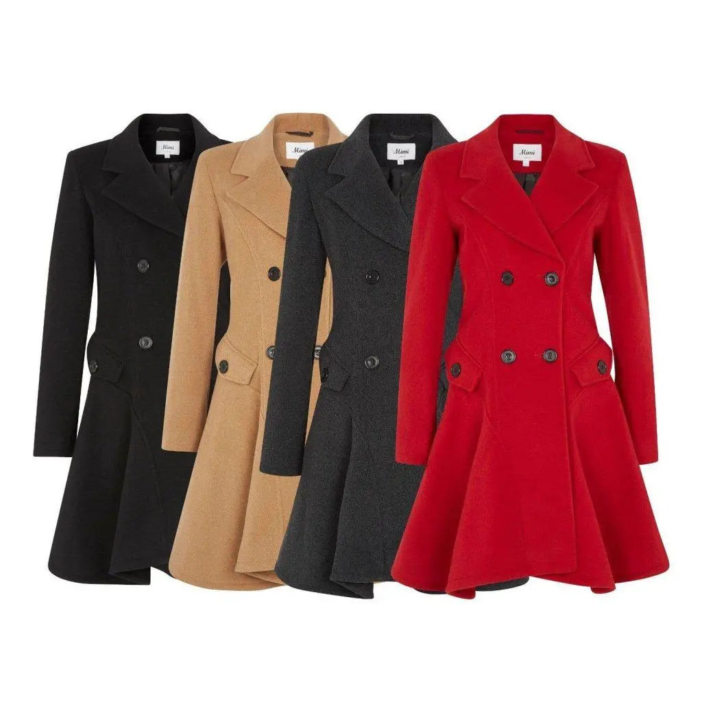 Wool Blend Double Breasted Skater Coat (1102) - GLR SHOPPING