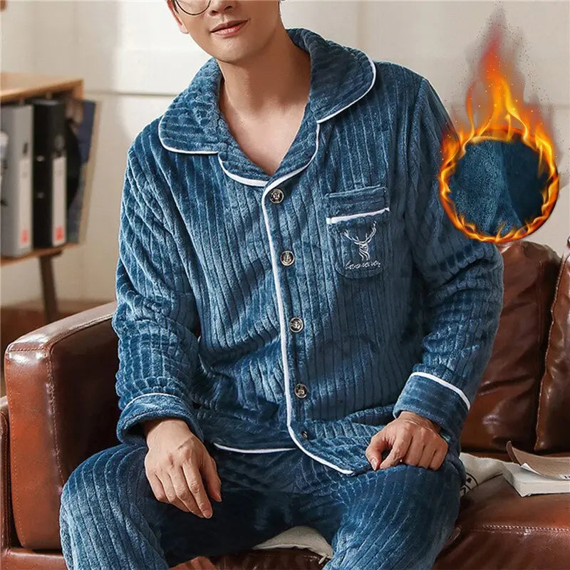 Mens Coral Fleece Sleepwear Pajamas - GLR SHOPPING